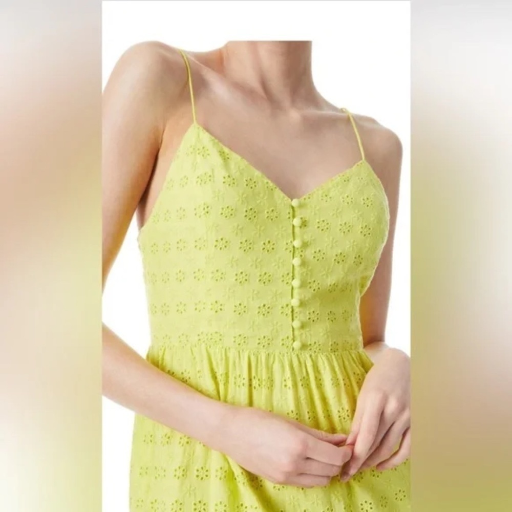 Lace Eyelet Spaghetti Strap Dress in Lime